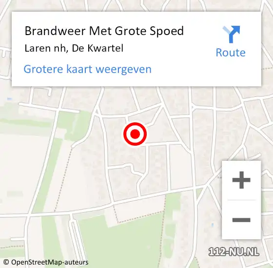 Locatie op kaart van de 112 melding: Brandweer Met Grote Spoed Naar Laren nh, De Kwartel op 10 oktober 2013 17:51