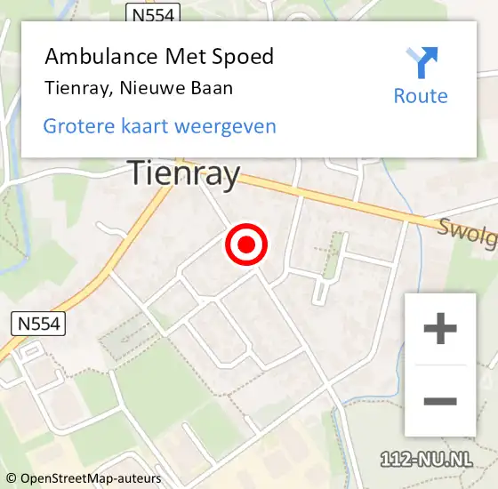 Locatie op kaart van de 112 melding: Ambulance Met Spoed Naar Tienray, Nieuwe Baan op 6 augustus 2014 16:24