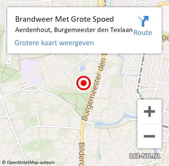 Locatie op kaart van de 112 melding: Brandweer Met Grote Spoed Naar Aerdenhout, Burgemeester den Texlaan op 29 november 2022 12:52