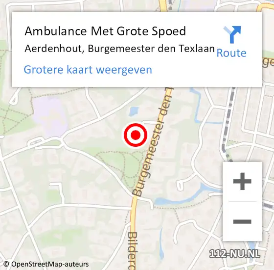 Locatie op kaart van de 112 melding: Ambulance Met Grote Spoed Naar Aerdenhout, Burgemeester den Texlaan op 29 november 2022 12:52