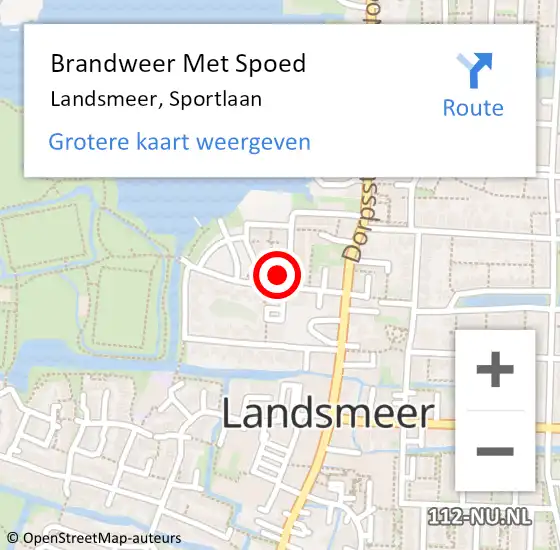 Locatie op kaart van de 112 melding: Brandweer Met Spoed Naar Landsmeer, Sportlaan op 29 november 2022 13:21