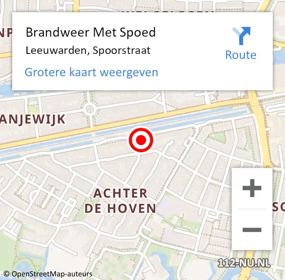 Locatie op kaart van de 112 melding: Brandweer Met Spoed Naar Leeuwarden, Spoorstraat op 29 november 2022 13:33