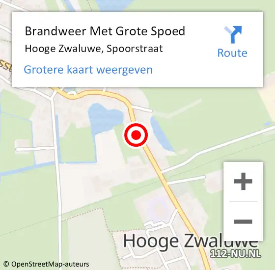 Locatie op kaart van de 112 melding: Brandweer Met Grote Spoed Naar Hooge Zwaluwe, Spoorstraat op 6 augustus 2014 16:33