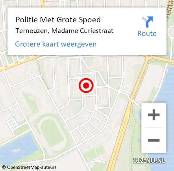 Locatie op kaart van de 112 melding: Politie Met Grote Spoed Naar Terneuzen, Madame Curiestraat op 29 november 2022 13:39