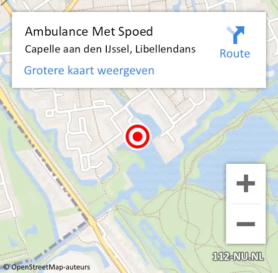 Locatie op kaart van de 112 melding: Ambulance Met Spoed Naar Capelle aan den IJssel, Libellendans op 29 november 2022 13:54