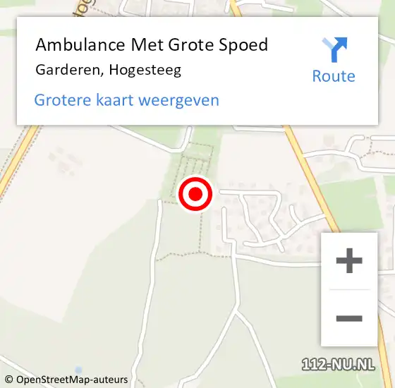 Locatie op kaart van de 112 melding: Ambulance Met Grote Spoed Naar Garderen, Hogesteeg op 29 november 2022 14:01