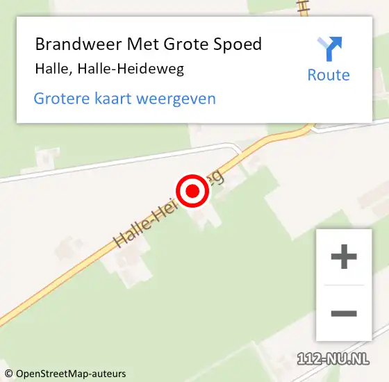 Locatie op kaart van de 112 melding: Brandweer Met Grote Spoed Naar Halle, Halle-Heideweg op 6 augustus 2014 16:38