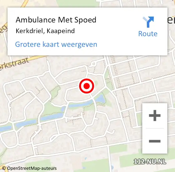 Locatie op kaart van de 112 melding: Ambulance Met Spoed Naar Kerkdriel, Kaapeind op 29 november 2022 14:15