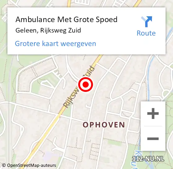 Locatie op kaart van de 112 melding: Ambulance Met Grote Spoed Naar Geleen, Rijksweg Zuid op 29 november 2022 14:27