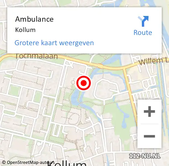 Locatie op kaart van de 112 melding: Ambulance Kollum op 29 november 2022 14:39