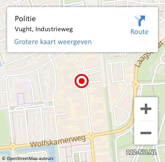 Locatie op kaart van de 112 melding: Politie Vught, Industrieweg op 29 november 2022 15:13