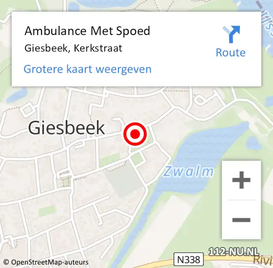 Locatie op kaart van de 112 melding: Ambulance Met Spoed Naar Giesbeek, Kerkstraat op 29 november 2022 15:15