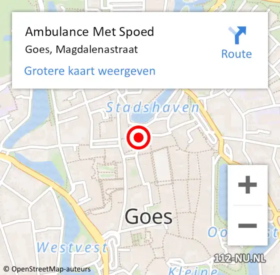 Locatie op kaart van de 112 melding: Ambulance Met Spoed Naar Goes, Magdalenastraat op 6 augustus 2014 16:48