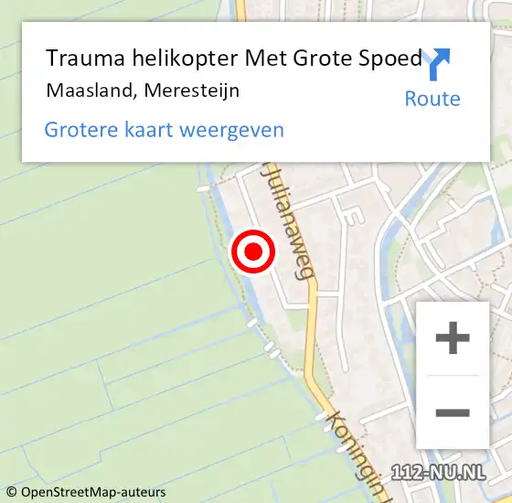 Locatie op kaart van de 112 melding: Trauma helikopter Met Grote Spoed Naar Maasland, Meresteijn op 29 november 2022 15:54