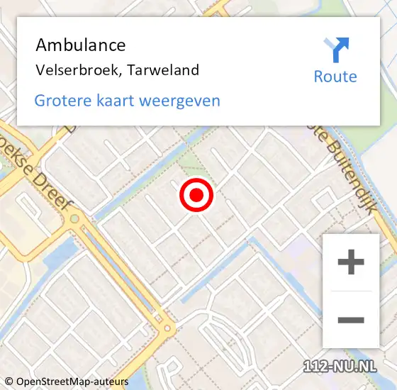 Locatie op kaart van de 112 melding: Ambulance Velserbroek, Tarweland op 29 november 2022 16:05