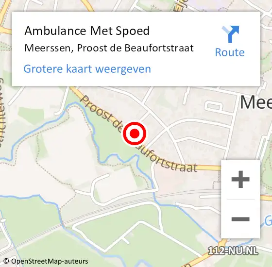 Locatie op kaart van de 112 melding: Ambulance Met Spoed Naar Meerssen, Proost de Beaufortstraat op 29 november 2022 16:13