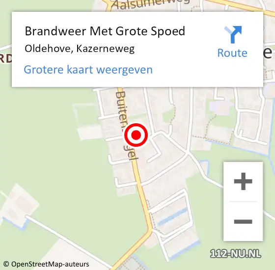 Locatie op kaart van de 112 melding: Brandweer Met Grote Spoed Naar Oldehove, Kazerneweg op 29 november 2022 16:19