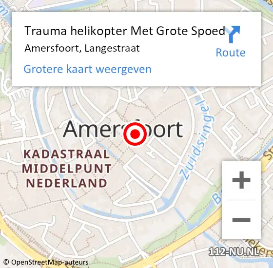 Locatie op kaart van de 112 melding: Trauma helikopter Met Grote Spoed Naar Amersfoort, Langestraat op 29 november 2022 16:28
