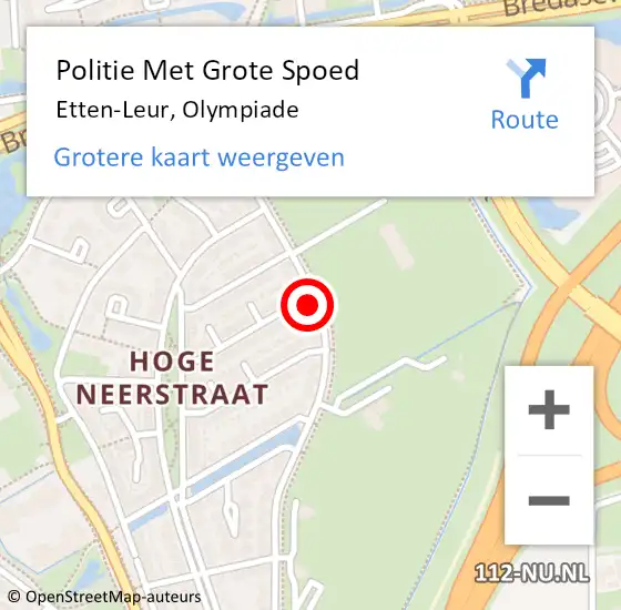 Locatie op kaart van de 112 melding: Politie Met Grote Spoed Naar Etten-Leur, Olympiade op 29 november 2022 16:29