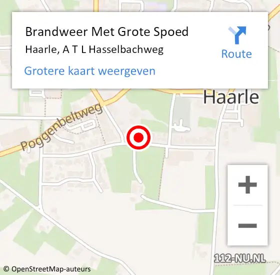 Locatie op kaart van de 112 melding: Brandweer Met Grote Spoed Naar Haarle, A T L Hasselbachweg op 29 november 2022 17:03