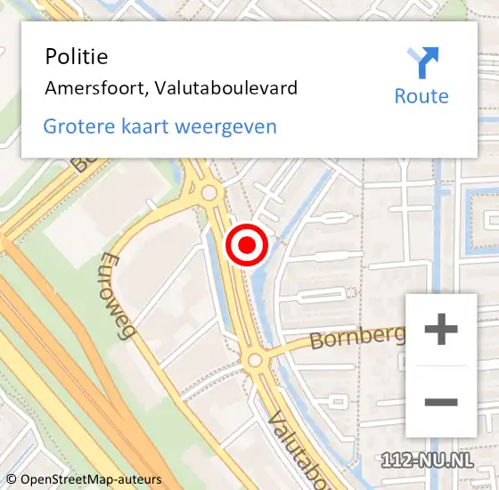 Locatie op kaart van de 112 melding: Politie Amersfoort, Valutaboulevard op 29 november 2022 17:04