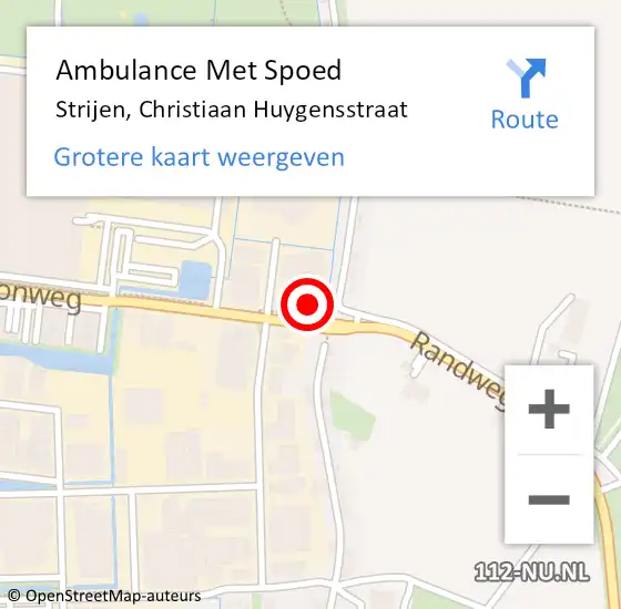 Locatie op kaart van de 112 melding: Ambulance Met Spoed Naar Strijen, Christiaan Huygensstraat op 29 november 2022 17:04