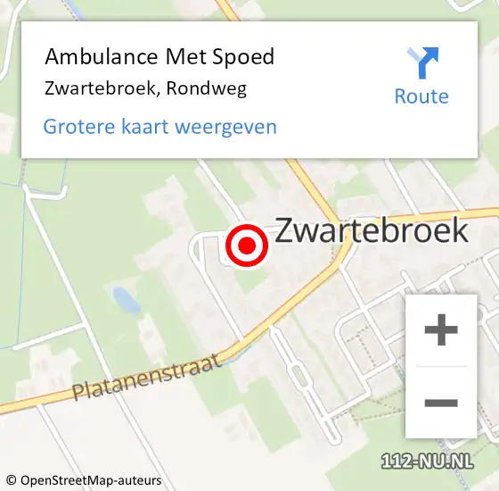 Locatie op kaart van de 112 melding: Ambulance Met Spoed Naar Zwartebroek, Rondweg op 29 november 2022 17:04