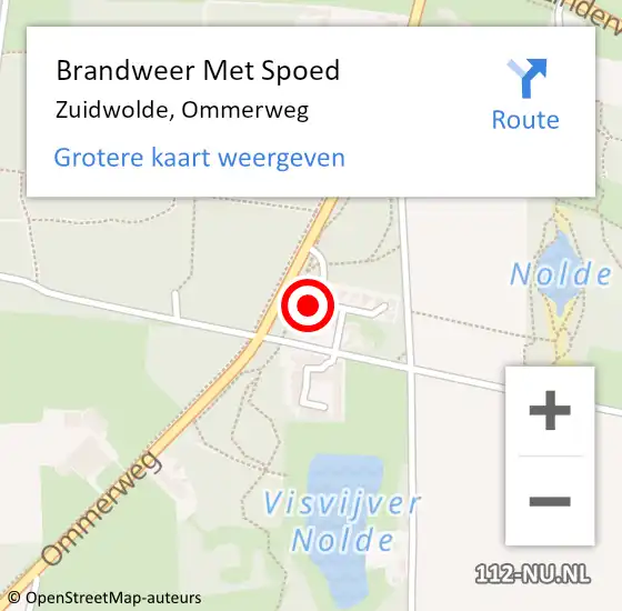 Locatie op kaart van de 112 melding: Brandweer Met Spoed Naar Zuidwolde, Ommerweg op 29 november 2022 17:06