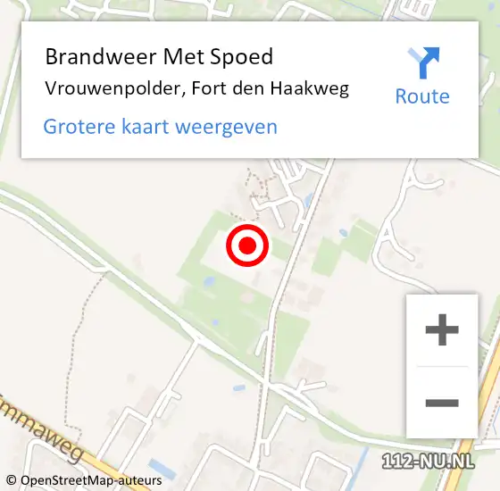 Locatie op kaart van de 112 melding: Brandweer Met Spoed Naar Vrouwenpolder, Fort den Haakweg op 29 november 2022 17:09