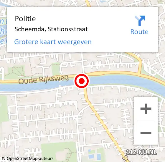Locatie op kaart van de 112 melding: Politie Scheemda, Stationsstraat op 29 november 2022 17:13