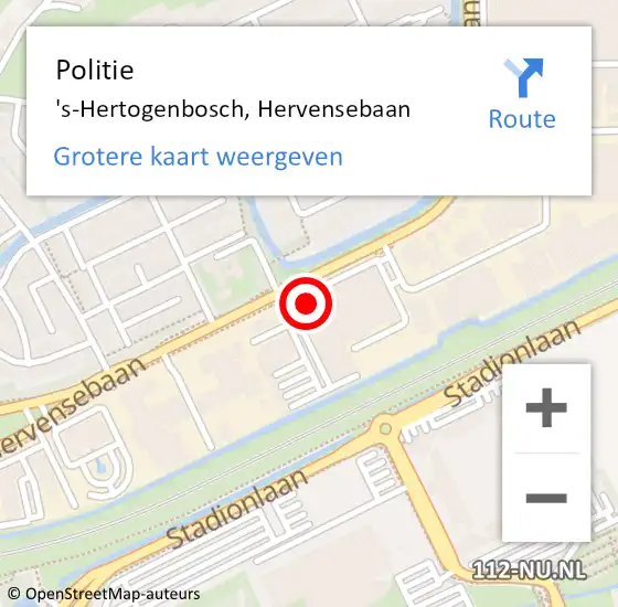 Locatie op kaart van de 112 melding: Politie 's-Hertogenbosch, Hervensebaan op 29 november 2022 17:22