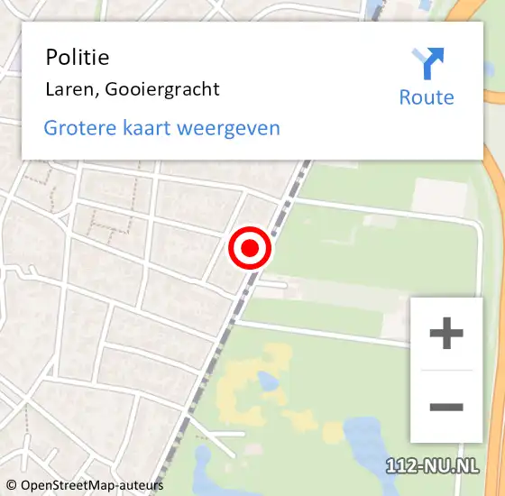 Locatie op kaart van de 112 melding: Politie Laren, Gooiergracht op 29 november 2022 17:28