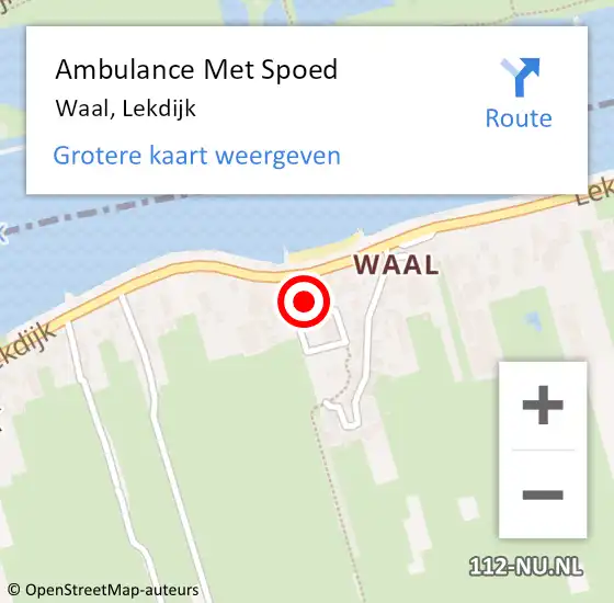 Locatie op kaart van de 112 melding: Ambulance Met Spoed Naar Waal, Lekdijk op 6 augustus 2014 17:06