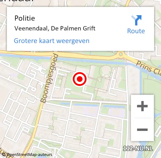 Locatie op kaart van de 112 melding: Politie Veenendaal, De Palmen Grift op 29 november 2022 18:12