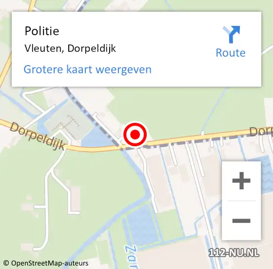 Locatie op kaart van de 112 melding: Politie Vleuten, Dorpeldijk op 29 november 2022 18:19