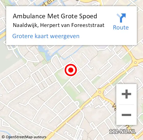 Locatie op kaart van de 112 melding: Ambulance Met Grote Spoed Naar Naaldwijk, Herpert van Foreeststraat op 29 november 2022 18:20