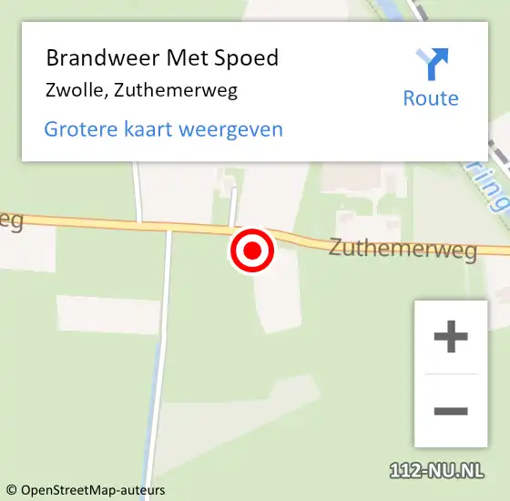 Locatie op kaart van de 112 melding: Brandweer Met Spoed Naar Zwolle, Zuthemerweg op 29 november 2022 18:34