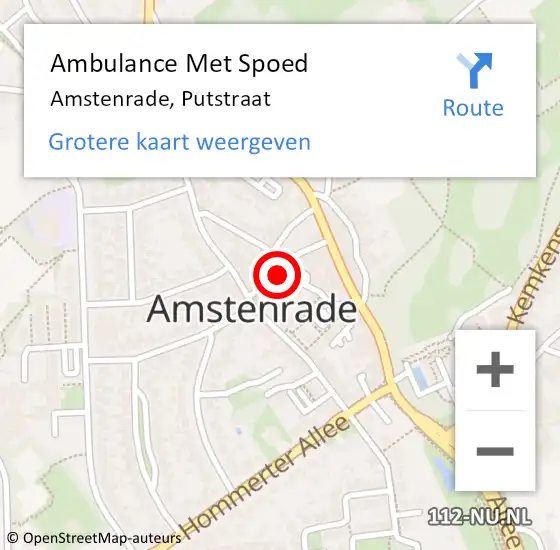 Locatie op kaart van de 112 melding: Ambulance Met Spoed Naar Amstenrade, Putstraat op 6 augustus 2014 17:11