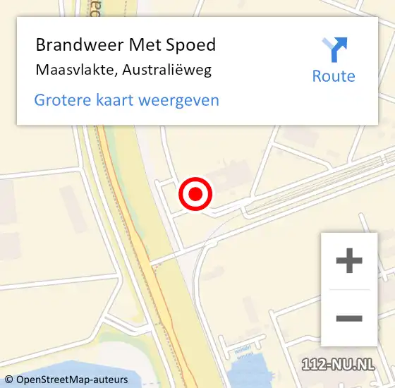 Locatie op kaart van de 112 melding: Brandweer Met Spoed Naar Maasvlakte, Australiëweg op 29 november 2022 19:27