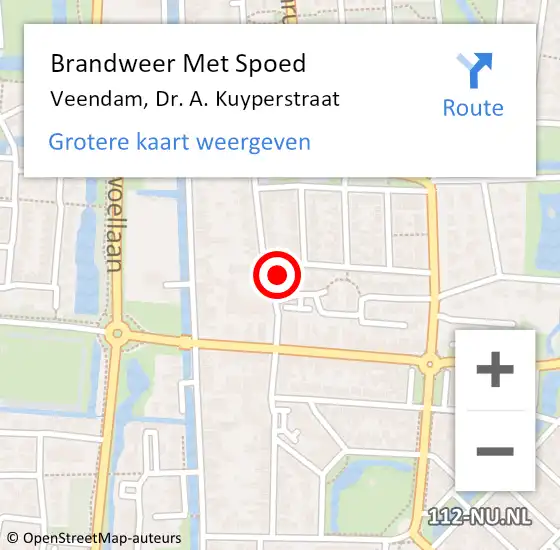 Locatie op kaart van de 112 melding: Brandweer Met Spoed Naar Veendam, Dr. A. Kuyperstraat op 29 november 2022 19:55