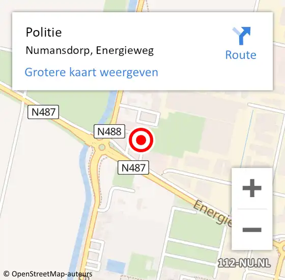 Locatie op kaart van de 112 melding: Politie Numansdorp, Energieweg op 29 november 2022 19:57