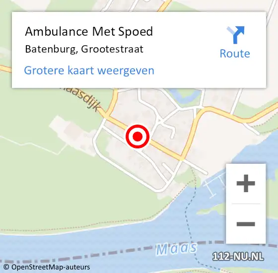 Locatie op kaart van de 112 melding: Ambulance Met Spoed Naar Batenburg, Grootestraat op 29 november 2022 20:18