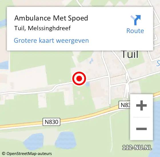 Locatie op kaart van de 112 melding: Ambulance Met Spoed Naar Tuil, Melssinghdreef op 29 november 2022 20:42