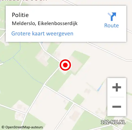 Locatie op kaart van de 112 melding: Politie Melderslo, Eikelenbosserdijk op 29 november 2022 20:47