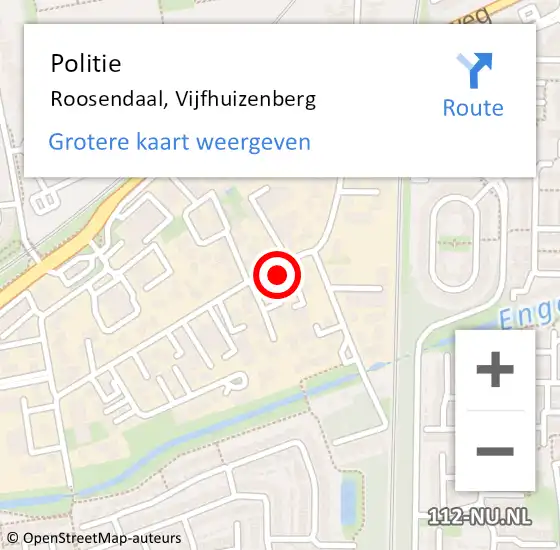Locatie op kaart van de 112 melding: Politie Roosendaal, Vijfhuizenberg op 29 november 2022 21:03