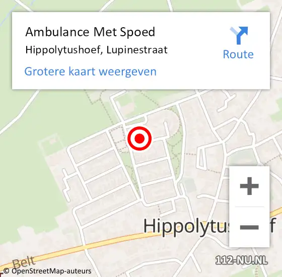 Locatie op kaart van de 112 melding: Ambulance Met Spoed Naar Hippolytushoef, Lupinestraat op 29 november 2022 22:16