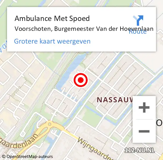 Locatie op kaart van de 112 melding: Ambulance Met Spoed Naar Voorschoten, Burgemeester Van der Hoevenlaan op 29 november 2022 22:17