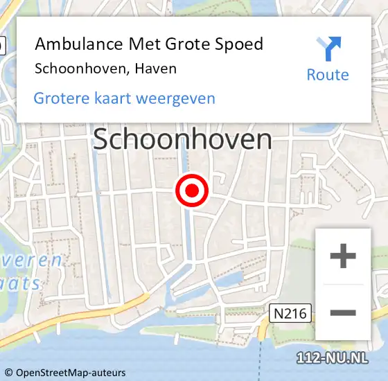 Locatie op kaart van de 112 melding: Ambulance Met Grote Spoed Naar Schoonhoven, Haven op 29 november 2022 22:22