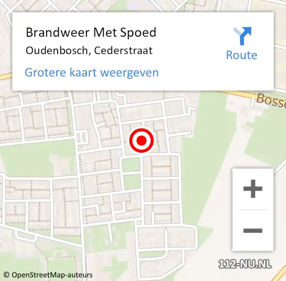 Locatie op kaart van de 112 melding: Brandweer Met Spoed Naar Oudenbosch, Cederstraat op 29 november 2022 22:35