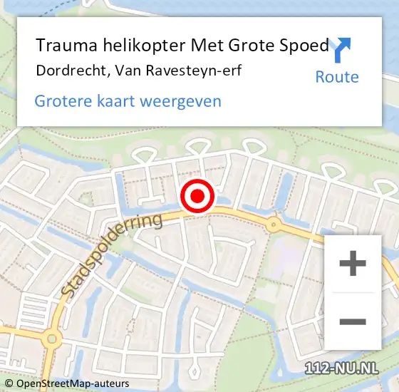 Locatie op kaart van de 112 melding: Trauma helikopter Met Grote Spoed Naar Dordrecht, Van Ravesteyn-erf op 29 november 2022 22:57